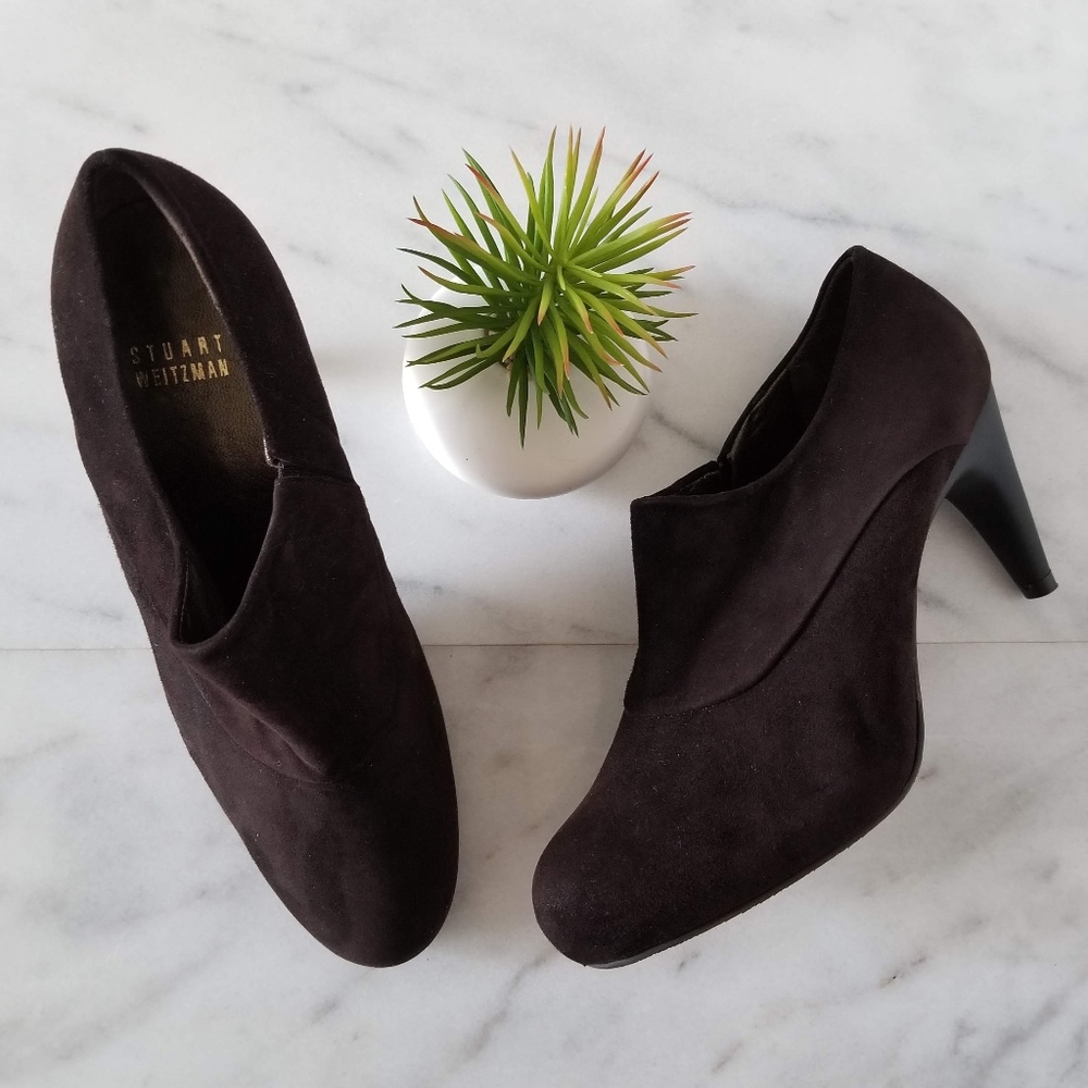 STUART WEITZMAN Ankle Booties Heels Brown Suede